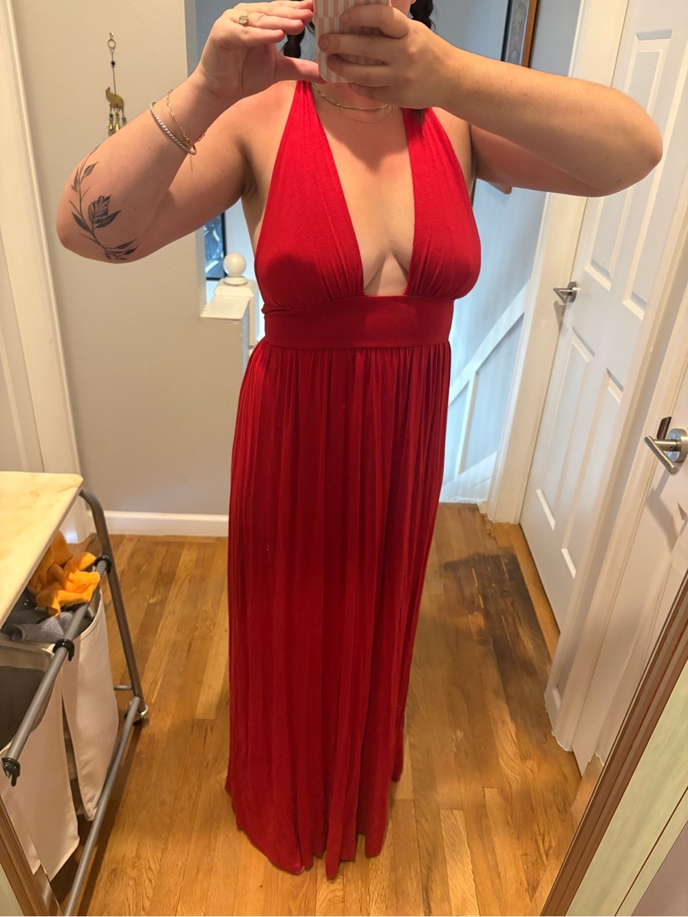 Red Halter Maxi Dress - Classic Women's Evening Gown